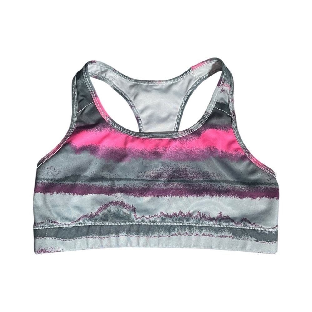Nike Sports Bra Pink Grey Workout Gym Athletic Activewear Compression Supportive
